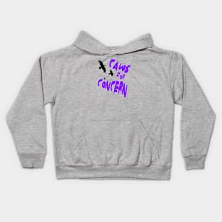 Halloween Ravens Caws For Concern Fun Pun Purple Quote 2 Kids Hoodie